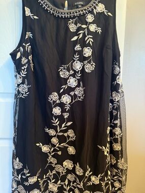 Roz & Ali Black Dress with Silver Beaded Neckline